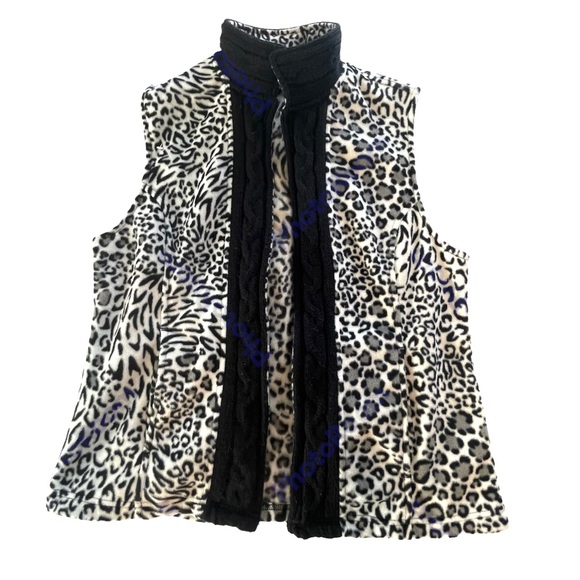 Women’s Fur Vest Animal Print Leopard Fuzzy Soft - Picture 5 of 7